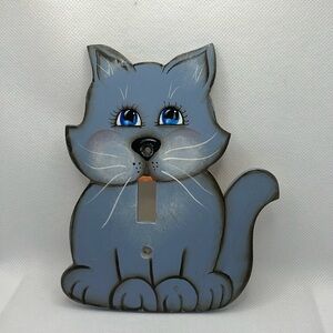 Cat Decorative Light Switch Cover Kitten Decoration Blue Pet Home Decor